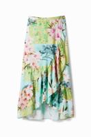 Patchwork midi-rok met bloemenprint - GREEN - XS