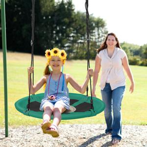 Schommel Ø 102cm voor Kinderen met Leeuwenmotief Schotelschommel van Oxford Stof Binnen Buiten met Verstelbare Touwen (118-173cm)