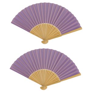 Spaanse handwaaier - 4x - special colours - lavendel - bamboe/papier - 21 cm