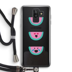 Smiley watermeloen: Samsung Galaxy J8 (2018) Transparant Hoesje met koord