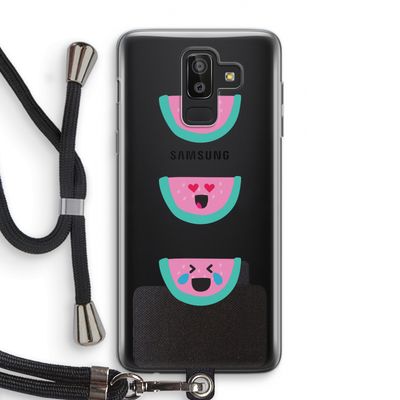 Smiley watermeloen: Samsung Galaxy J8 (2018) Transparant Hoesje met koord