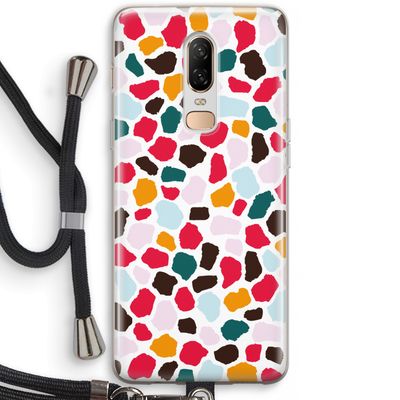 Colored Giraffe: OnePlus 6 Transparant Hoesje met koord