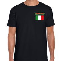 Italia t-shirt met vlag Italie zwart op borst voor heren