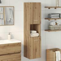 Badkamerwandkast 30x30x130cm bewerkt hout artisanaal eikenkleur