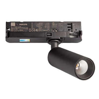 BS0066 LED 3-fase railspot Koker 10W 2700K 36º Dimbaar Zwart