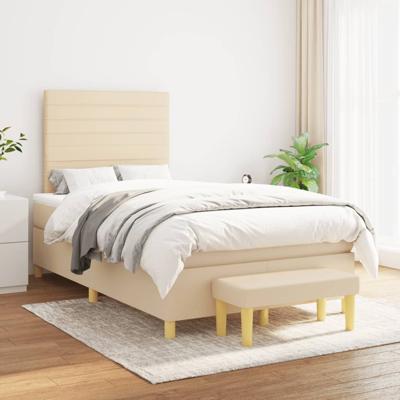 Boxspring met matras stof crèmekleurig 120x200 cm