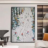 mintura handgemaakte skisport olieverfschilderijen op canvas moderne muurkunst kamerdecoratie abstract besneeuwde berglandschap foto voor huisdecoratie gerold frameloos ongerekt schilderij Lightinthebox - thumbnail