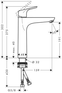 Hansgrohe Focus E2 wastafelkraan highriser met ComfortZone 190 chroom 31518000