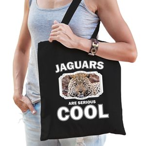Katoenen tasje jaguars are serious cool zwart - jaguars/ jaguar cadeau tas