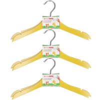 Gele kinder kleerhangers van hout 12x stuks - Kledinghangers - thumbnail