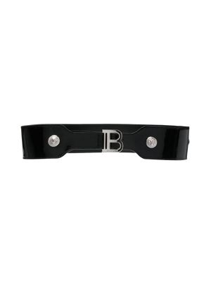 Balmain Kids ceinture en cuir à boucle logo - Noir