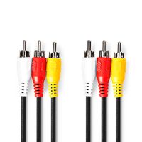 Nedis Composiet Videokabel | 3x RCA Male | 3x RCA Male | 3 m | 1 stuks - CVGP24300BK30 CVGP24300BK30