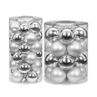 60x stuks glazen kerstballen elegant zilver mix 4 en 6 glans en mat