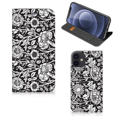 iPhone 12 Mini Smart Cover Black Flowers iPhone 12 Mini Smart Cover Black Flowers