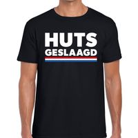 HUTS Geslaagd met vlag cadeau t-shirt zwart voor heren 2XL  - - thumbnail