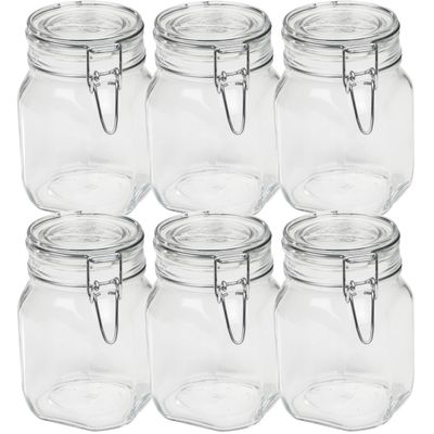 Set van 6x weckpotten/inmaakpotten 1000 ml met beugelsluiting 10,5 x 16 cm