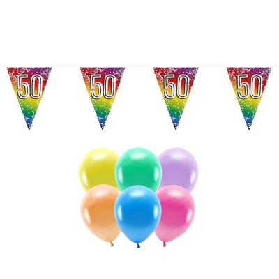 Boland Party - 50e jaar verjaardag versiering - 100x ballonnen - 2x leeftijd vlaggetjes