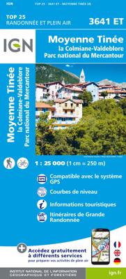 Wandelkaart - Topografische kaart 3641ET Moyenne Tinée | IGN - Institut Géographique National