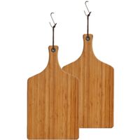 2x stuks bamboe houten snijplanken/serveerplanken met handvat 44 x 25 cm