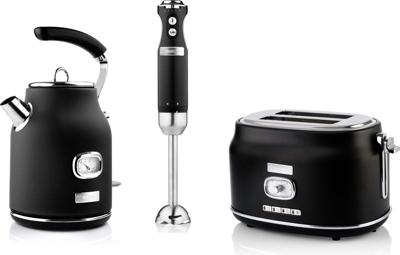 Westinghouse Retro waterkoker + broodrooster 2 sleuven + staafmixer - zwart