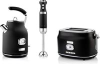 Westinghouse Retro waterkoker + broodrooster 2 sleuven + staafmixer - zwart