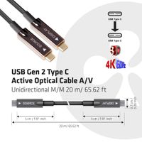 CLUB3D USB Gen 2 Type C actieve optische kabel 4K 60Hz Ultra HD unidirectioneel M/M 20 meter - thumbnail