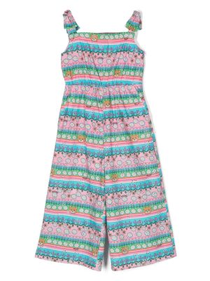 Moschino Kids combinaison sans manches à imprimé graphique - Rose