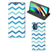 Motorola Moto G9 Plus | Hoesje met Magneet | Zigzag Blauw