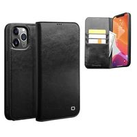 Qialino Classic iPhone 12 Pro Max Wallet Leren Hoesje - Zwart