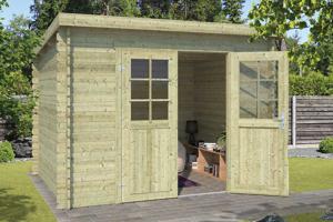 Outdoor Life Products | Tuinhuis Nadia 275 x 230 | Olijfgroen Geïmpregneerd