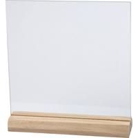 Creativ Company Glazen plaat met houten voet, afm 15,5x15,5 cm, dikte 28 mm, 10 set/ 1 doos