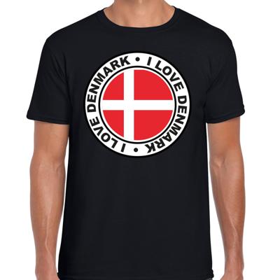 Verkleed T-shirt voor heren - I love Denemarken - zwart - voetbal supporter - themafeest