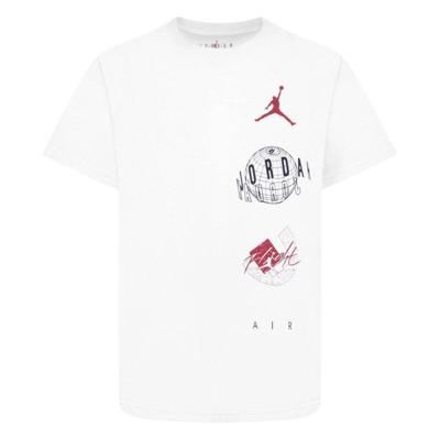 T-Shirt met Korte Mouwen voor kinderen Nike JDB AIR GLOBE JORDAN SS TEE 95D121 001 Wit - Maat: 16 jaar