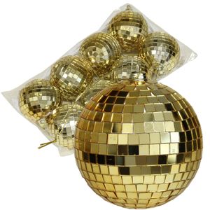 Othmar Decorations disco kerstballen - 8x - goud - 6 cm - kunststof   -