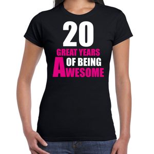 20 Great years of being awesome verjaardag cadeau t-shirt zwart voor dames