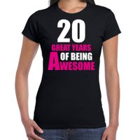 20 Great years of being awesome verjaardag cadeau t-shirt zwart voor dames - thumbnail