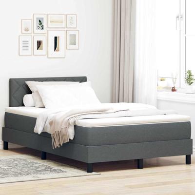 Boxspringbed met matras Donkergrijs 120 x 200 cm Stof