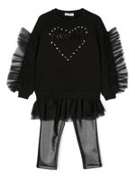 TWINSET Kids ensemble sweat-legging volanté à logo imprimé - Noir - thumbnail