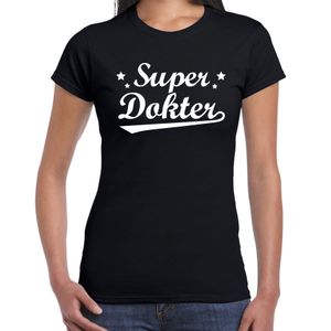 Super dokter t-shirt zwart dames - beroepen shirt