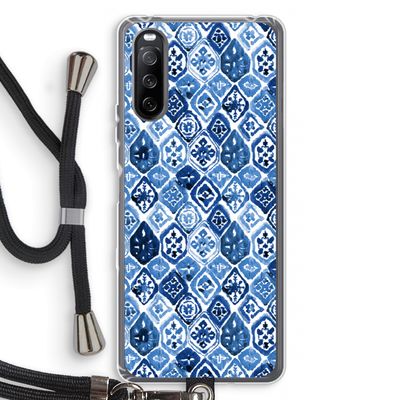 Blauw motief: Sony Sony Xperia 10 III Transparant Hoesje met koord
