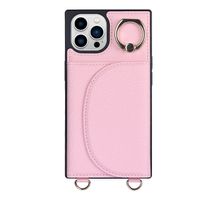 iPhone SE 2022 hoesje - Backcover - Pasjeshouder - Portemonnee - Ringhouder - Koord - Kunstleer - Roze - thumbnail