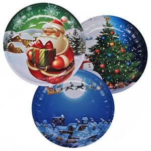 3x stuks kunststof kerst kinderbordjes/borden met kerst print 26 cm