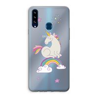 Regenboog eenhoorn: Samsung Galaxy A20s Transparant Hoesje