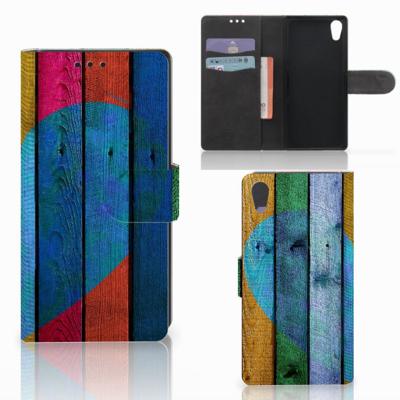 Sony Xperia XA1 | Book Style Case | Wood Heart - Cadeau voor je Vriend