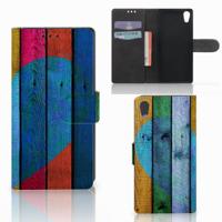 Sony Xperia XA1 | Book Style Case | Wood Heart - Cadeau voor je Vriend
