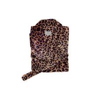 LINNICK Flanel Fleece Badjas Leopard - bruin - M - thumbnail