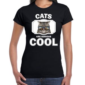 T-shirt cats are serious cool zwart dames - katten/ coole poes shirt