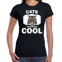 T-shirt cats are serious cool zwart dames - katten/ coole poes shirt - thumbnail