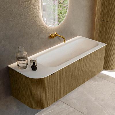 Badmeubel Mondiaz Kurve | 125 cm cm | Meubelkleur Dusk | Wastafelkleur Talc | Solid surface | Wasbak rechter zijde spoelbak | Zonder kraangat(en)