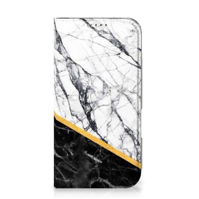 iPhone 16 | Standcase | Marmer Wit Zwart - Origineel Cadeau Man
